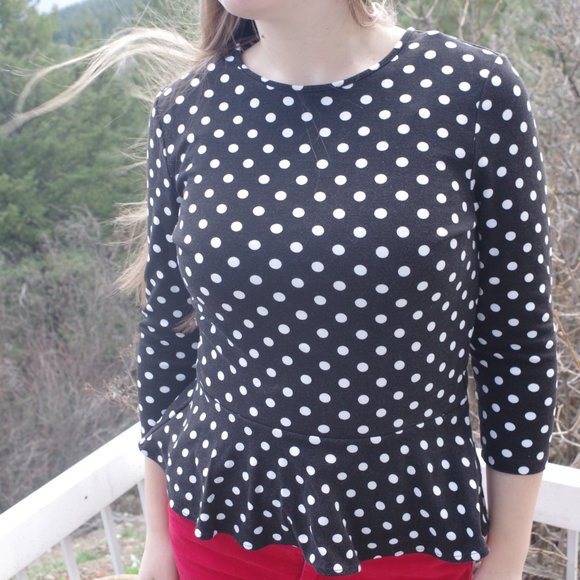 White And Black Polka-Dot Ralph Lauren Blouse - Picture 2 of 6